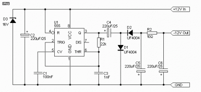 12VDC Negative Voltage DC Converter by 555