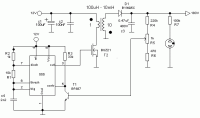 A flyback converter high voltage supply by 555