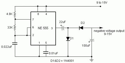 Nagative voltage generation using 555 timer