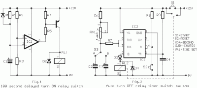 Relay Timer switch By IC 555 and 741