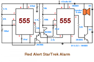 Red Alert Startrek Alarm by IC 555