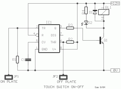 Touch Switch ON-OFF by IC 555