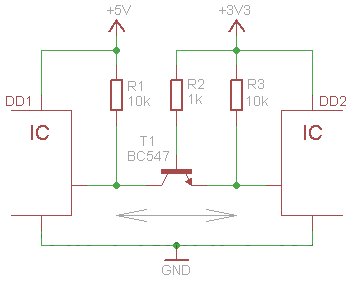 Схема согласования логических уровней на биполярном транзисторе