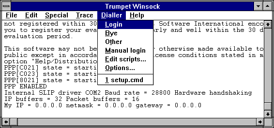 Trumpet Winsock Dialler