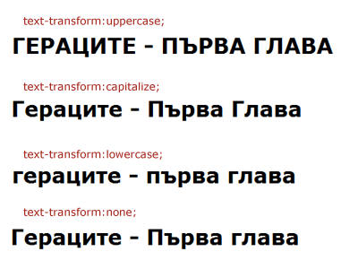 text-transform трансформира текста в желания от нас начин